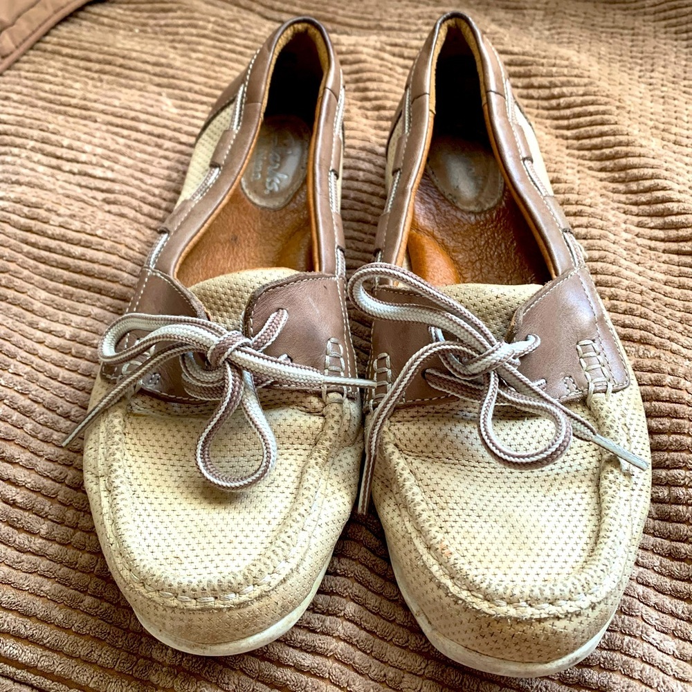 Clarks boat shoes faux leather casual comfortable lace shoes